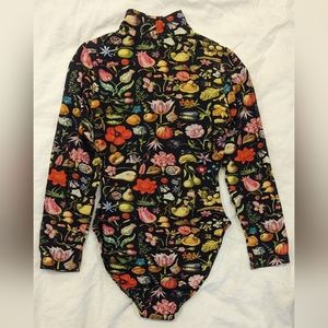 Samantha Pleet Forager Print Turtleneck Bodysuit, size XS